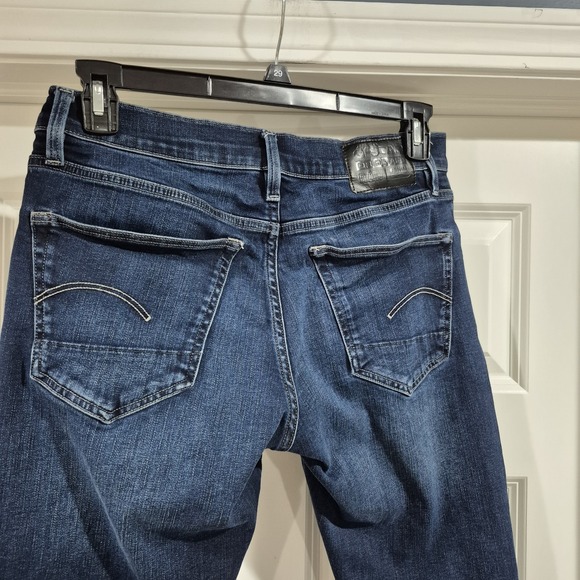 G Star Raw Jeans Mens 31x32 Slim 3301 Stretch Skinny Denim Button Fly Dark Wash - Picture 3 of 13